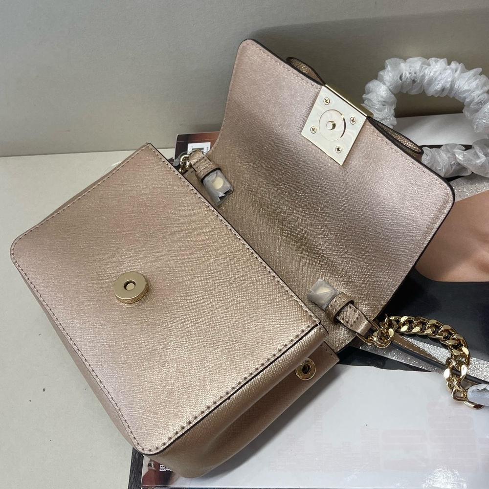 (new+tag) Michael Kors convertible leather crossbody /clutch ballet rose gold - Picture 9 of 14
